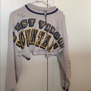 FURST OF A KIND- vintage college crop zip hoodie